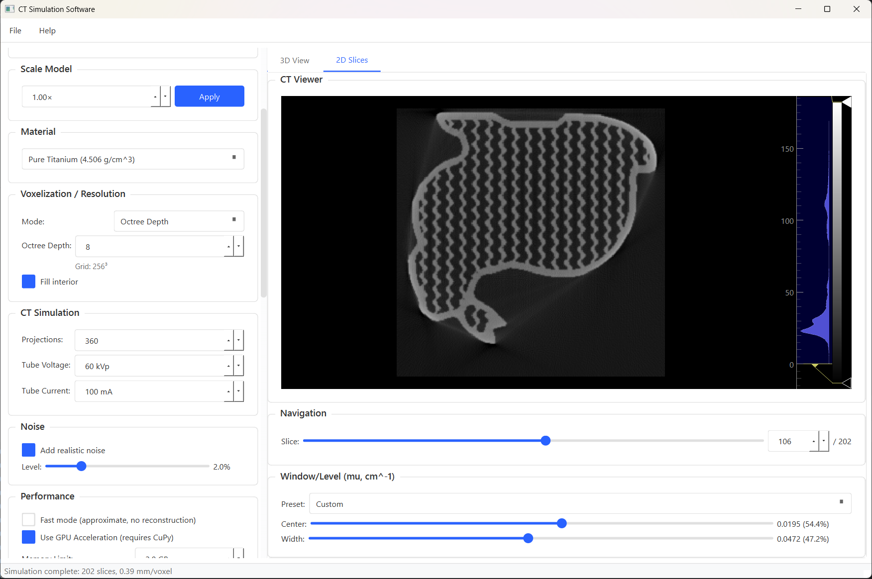 CT Simulation Software screenshot